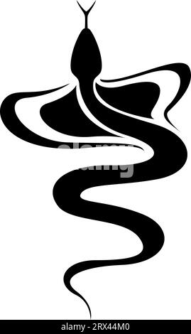 Schwarzes Schlangentattoo, Tattoo-Illustration, Vektor auf weißem Hintergrund. Stock Vektor
