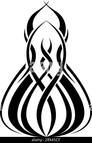 Schwarze Linie Tattoo, Tattoo Illustration, Vektor auf weißem Hintergrund. Stock Vektor