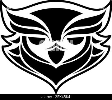 Eulenkopf-Tattoo, Tattoo-Illustration, Vektor auf weißem Hintergrund. Stock Vektor