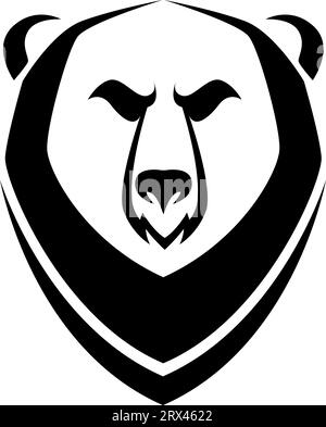 Bärenkopftattoo, Tattoo-Illustration, Vektor auf weißem Hintergrund. Stock Vektor
