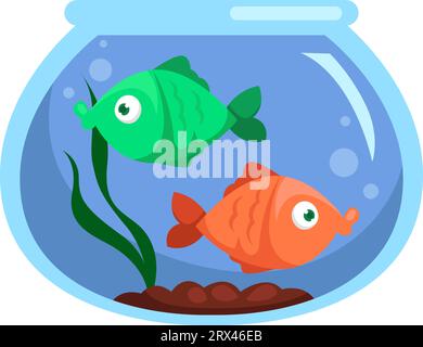 Fische im Aquarium, Illustration, Vektor auf weißem Hintergrund. Stock Vektor