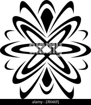 Großes abstraktes Blumen-Tattoo, Tattoo-Illustration, Vektor auf weißem Hintergrund. Stock Vektor