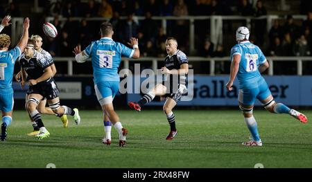 Newcastle, Großbritannien. Juni 2023. Brett Connon von Newcastle Falcons tritt am Freitag, den 22. September 2023, beim Spiel des Premiership Cup zwischen Newcastle Falcons und Sale Sharks im Kingston Park in Newcastle an. (Foto: Chris Lishman | MI News) Credit: MI News & Sport /Alamy Live News Stockfoto
