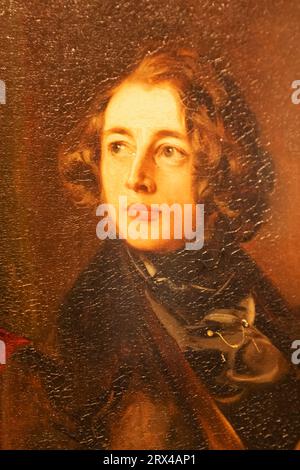 England, London, Portrait of Charles Dickens (1812–70) von Daniel Maclise aus dem Jahr 1839 Stockfoto