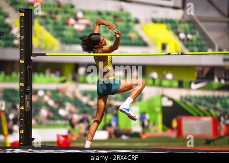 Vashti Cunningham (USA) bereitet sich auf den Hochsprung der Frauen bei den Diamond League Championships im Pre-Classic o in einer Höhe von 6-2 (1,91 m) vor Stockfoto