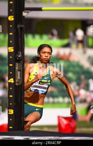 Vashti Cunningham (USA) bereitet sich auf den Hochsprung der Frauen bei den Diamond League Championships im Pre-Classic o in einer Höhe von 6-2 (1,91 m) vor Stockfoto