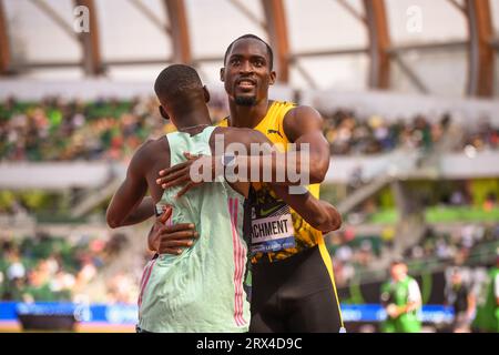 Hansle Perchment (JAM) gewinnt die 110-m-Hürden der Männer 12,93 bei den Diamond League Championships am Sonntag, den 17. September 2023, in der EU Stockfoto