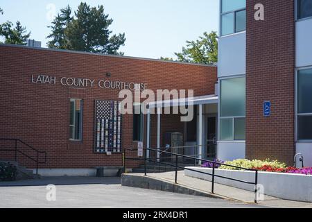 Moskau, ID USA; Standort ist das Latah County Court House, in dem der Prozess gegen Brian Kohberger stattfindet. Kohlberger ist im Jai untergebracht Stockfoto