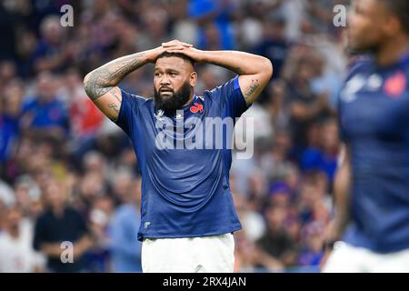 Paris, Frankreich. September 2023. Uini Atonio während des Rugby union World Cup RWC 2023, Pool Ein Spiel zwischen Frankreich und Namibia im Stade Velodrome, Marseille, Frankreich am 21. September 2023. Quelle: Victor Joly/Alamy Live News Stockfoto