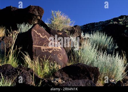 Petroglyph in Rinconada Canyon, Petroglyph National Monument, New Mexico Stockfoto