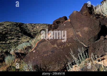 Petroglyph in Rinconada Canyon, Petroglyph National Monument, New Mexico Stockfoto