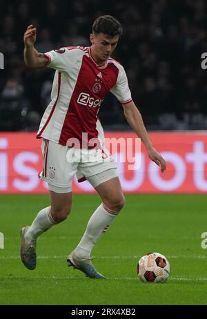 Amsterdam, Niederlande. September 2023. Josip Šutalo von Ajax Amsterdam während des UEFA League Europa-Fußballspiels zwischen Ajax Amsterdam und Olympique Marseille am 21. September 2023 im Amsterdam Arena Stadion in Amsterdam, Niederlande. Foto: Laurent Lairys/ABACAPRESS.COM Abaca Press/Alamy Live News Stockfoto