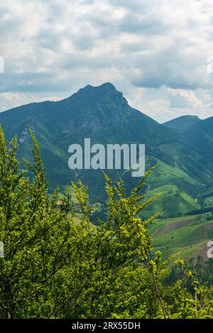 Velky Rozsutec und Osnica Hügel von Sokolie Hügel in Mala Fatra Berge in der Slowakei an schönen Sommertagen Stockfoto