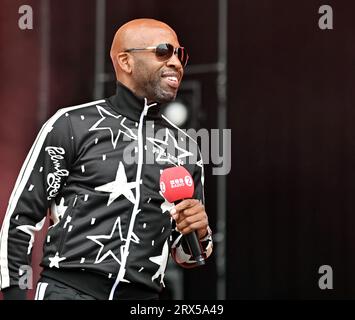 DJ Spoony trat am 17. September 2023 auf dem BBC Radio 2 in the Park in Leicester auf Stockfoto