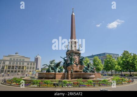 Mendebrunnen, Augustplatz, Leipzig, Sachsen, Deutschland Stockfoto