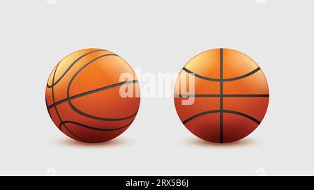 Basketballbälle realistisch im Set auf weiß Stock Vektor