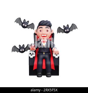 3D niedliche Figur halloween Vampir Grusel Design Illustration Stockfoto