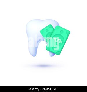Zahn mit Geld 3D-Symbol, großartiges Design für jeden Zweck. Vektorgrafik Stock Vektor