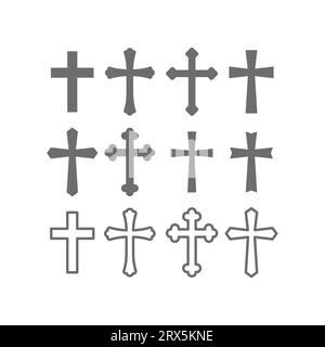 Religiöse christliche Kreuzvektorsymbole. Symbol für Religion, orthodoxe und katholische Religion. Stock Vektor