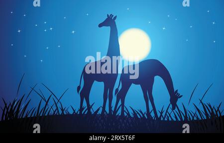Silhouette mit Giraffendesign. Handgezeichnete Vektorillustration im Minimalismus-Stil Stock Vektor