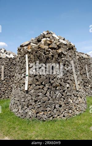 Lagerplatz für Brennholz, Holz, Kaminholz, Brennholz, Holz Stockfoto