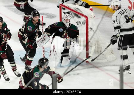 Melbourne, Australien, 23. September 2023. Connor Ingram von den Arizona Coyotes während des NHL Global Series-Spiels zwischen den Los Angeles Kings und den Arizona Coyotes in der Rod Laver Arena am 23. September 2023 in Melbourne, Australien. Quelle: Dave Hewison/Speed Media/Alamy Live News Stockfoto