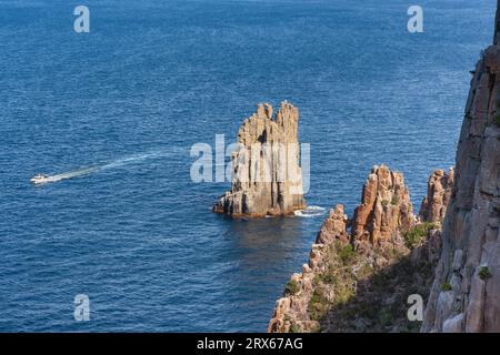 Felsige Landschaft am Cape Hauy Track im Tasman National Park, Tasmanien, Australien Stockfoto