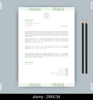 Modernes professionelles Firmenbüro Marke Simple Abstract kreativ sauber minimalistisch elegant Business Stil Briefkopf. Briefkopf, grünes Design Stock Vektor