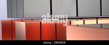 Kupfer Dynamic Box Metallic elegantes modernes 3D-Rendering-Bild Hintergrundhochauflösendes 3D-Rendering-Bild Stockfoto