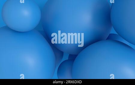 3D-Hintergrund mit glatten blauen Blasen Stockfoto