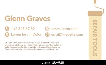Visitenkarte für Reparaturwerkzeuge mit Name und Informationen Stock Vektor