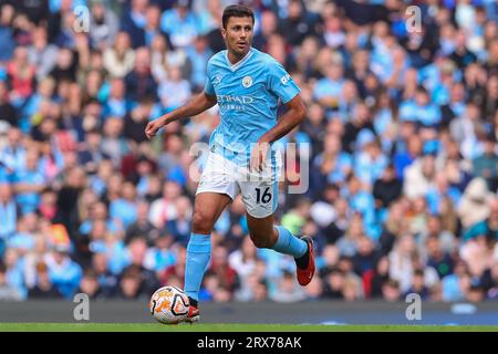 Manchester, Großbritannien. September 2023. Rodri von Manchester City während des Premier League Spiels Manchester City gegen Nottingham Forest im Etihad Stadium, Manchester, Großbritannien, 23. September 2023 (Foto: Ryan Crockett/News Images) in Manchester, Großbritannien am 23. September 2023. (Foto: Ryan Crockett/News Images/SIPA USA) Credit: SIPA USA/Alamy Live News Stockfoto