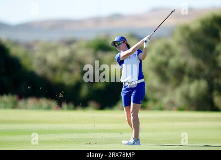 Leona Maguire aus Europa am 13. Tag des zweiten Solheim Cup 2023 auf der Finca Cortesin in Malaga. Bilddatum: Samstag, 23. September 2023. Stockfoto