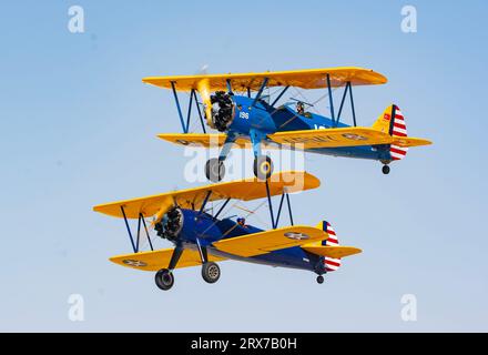 BOEING STEARMAN A75N1 PT-17 1943 BOEING STEARMAN A75N1 PT-17 auf der Sivrihisar Airshow 2023 Stockfoto