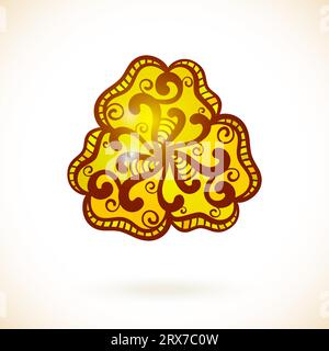 Geometrisches dreieckiges Designelement, verziertes gelbes Mandala Stock Vektor