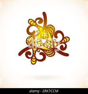 Geometrisches dreieckiges Designelement, verziertes gelbes Mandala Stock Vektor