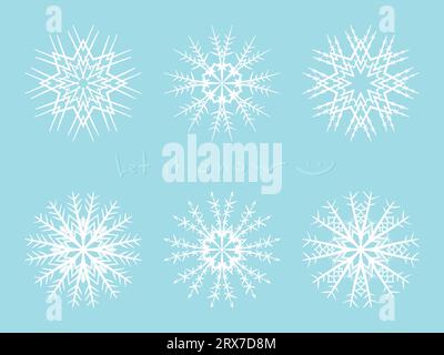Schneeflockensatz, isoliertes Designelement, Vektorillustration Stock Vektor