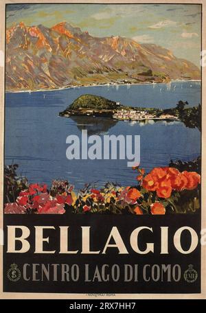 Vintage Reiseplakat, 1890 1900 Bellagio Stockfoto