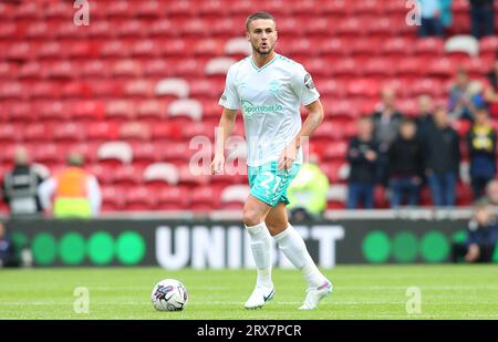 Southamptons Taylor Harwood-Bellis während des Sky Bet Championship-Spiels zwischen Middlesbrough und Southampton im Riverside Stadium, Middlesbrough am Samstag, den 23. September 2023. (Foto: Michael Driver | MI News) Credit: MI News & Sport /Alamy Live News Stockfoto