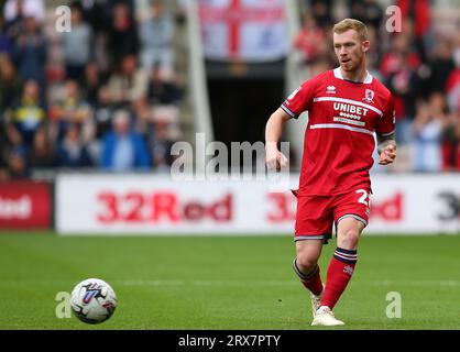 Middlesbrough's Lewis O’Brien während des Sky Bet Championship Matches zwischen Middlesbrough und Southampton im Riverside Stadium, Middlesbrough am Samstag, den 23. September 2023. (Foto: Michael Driver | MI News) Credit: MI News & Sport /Alamy Live News Stockfoto