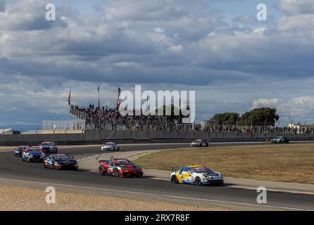 63 AURIACOMBE Stéphane FRA, BAC Hugo FRA, CMR, Alpine A110 GT4, AM, während der 5. Runde des Championnat de France FFSA GT - GT4 France 2023, vom 22. bis 24. September 2023 auf dem Circuit de Lédenon, in Lédenon, Frankreich - Foto Marc de Mattia / DPPI Stockfoto