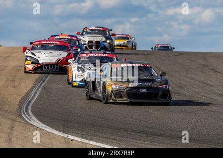 777 ROUGIER Arthur FRA, RAMBAUD Sébastien FRA, CSA RACING, Audi R8 LMS GT4, pro-AM, während der 5. Runde des Championnat de France FFSA GT - GT4 France 2023, vom 22. Bis 24. September 2023 auf dem Circuit de Lédenon, in Lédenon, Frankreich - Foto Marc de Mattia / DPPI Stockfoto