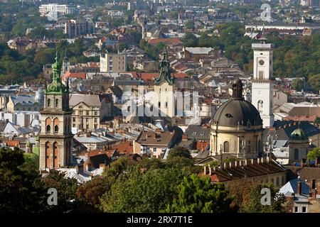 Lviv Panorama. Zentrum der Stadt Lemberg, Ukraine. Stockfoto