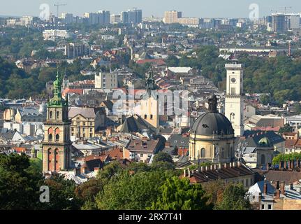 Lviv Panorama. Zentrum der Stadt Lemberg, Ukraine. Stockfoto