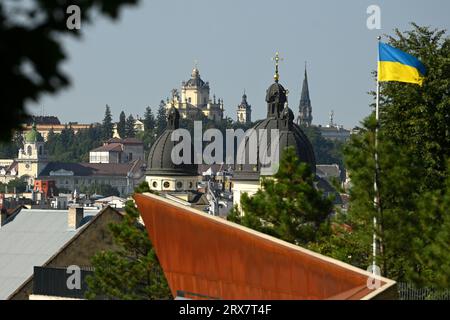 Lviv Panorama. Zentrum der Stadt Lemberg, Ukraine. Stockfoto