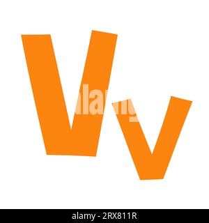Doodle verspielter Buchstabe V Großbuchstaben, Kleinbuchstaben abc bunte Karikatur lustige Stil, englische Alphabet Vektor-Illustration, bunte handgeschriebene Schriftart let Stock Vektor