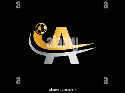 Ein Brief mit Fußball-Sport-Logo-Vorlage. Für Football Club Symbol Vector Template Stock Vektor