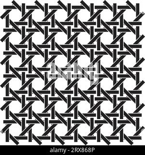 Ein schwarz-weißes Muster, das eine Illusion mit symmetrischem Nahteffekt erzeugt Stock Vektor