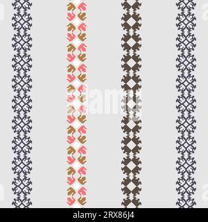 Ein lebendiges und farbenfrohes Streifenmuster mit verschiedenen Formen und Designs Stock Vektor