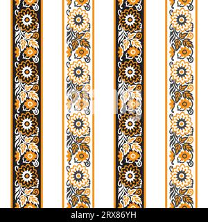 Ein lebendiger, gestreifter Stoff mit Blumenmuster Stock Vektor